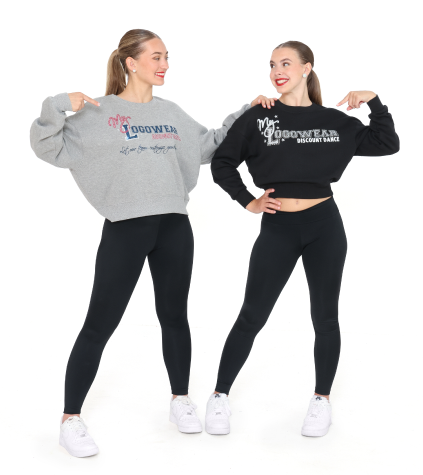 Two dancers wearing active wear with custom Logowear designs